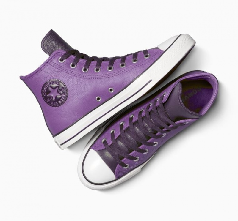 Férfi Converse Chuck Taylor All Star Leather Magasszárú Tornacipő Lila | HUNGARY ZNL4XG