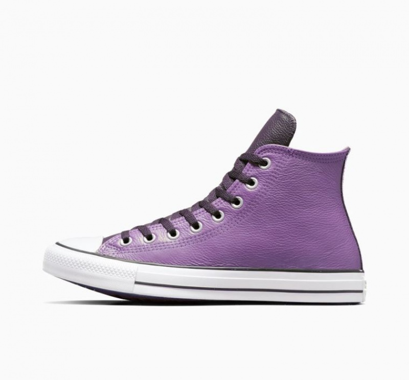 Férfi Converse Chuck Taylor All Star Leather Magasszárú Tornacipő Lila | HUNGARY ZNL4XG