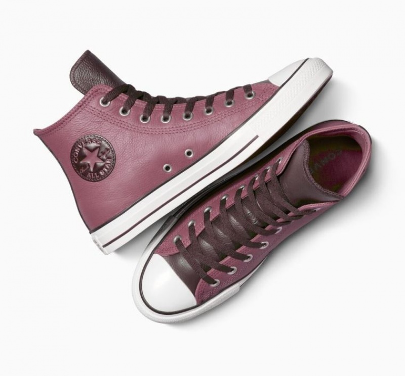 Férfi Converse Chuck Taylor All Star Leather Magasszárú Tornacipő Rózsaszín | HUNGARY VCB4MY