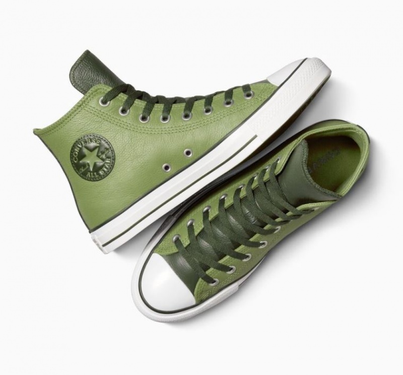 Férfi Converse Chuck Taylor All Star Leather Magasszárú Tornacipő Világos Zöld | HUNGARY DPH0AQ