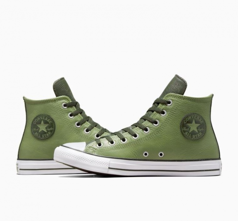 Férfi Converse Chuck Taylor All Star Leather Magasszárú Tornacipő Világos Zöld | HUNGARY DPH0AQ