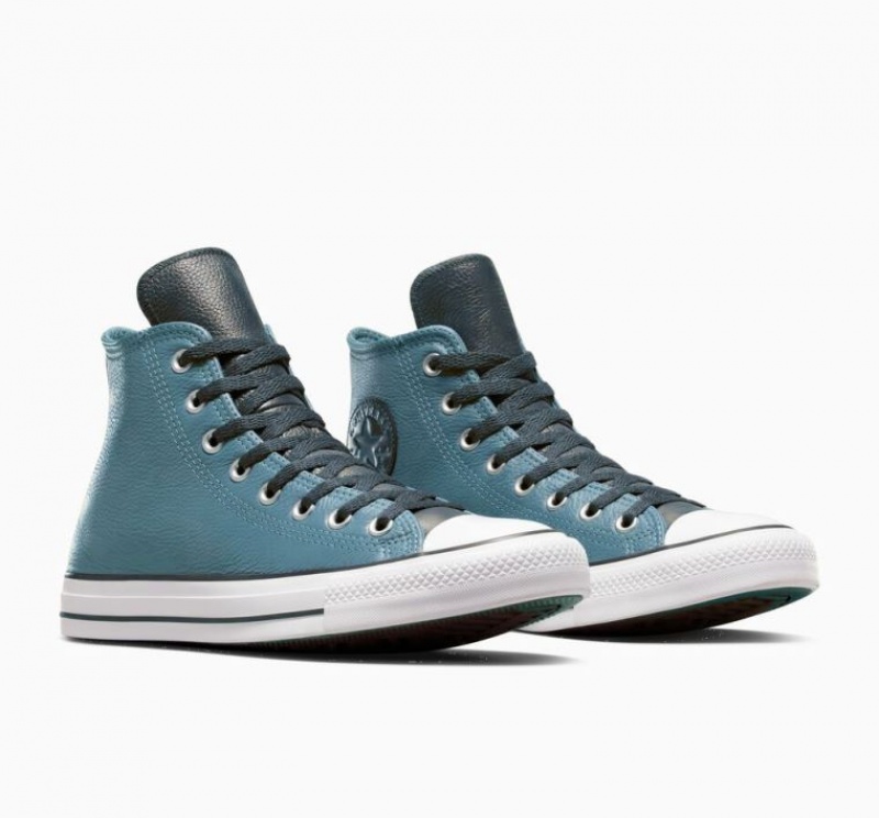 Férfi Converse Chuck Taylor All Star Leather Magasszárú Tornacipő Kék | HUNGARY WYV2AJ