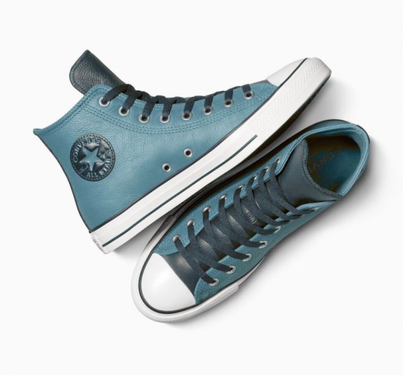 Férfi Converse Chuck Taylor All Star Leather Magasszárú Tornacipő Kék | HUNGARY WYV2AJ