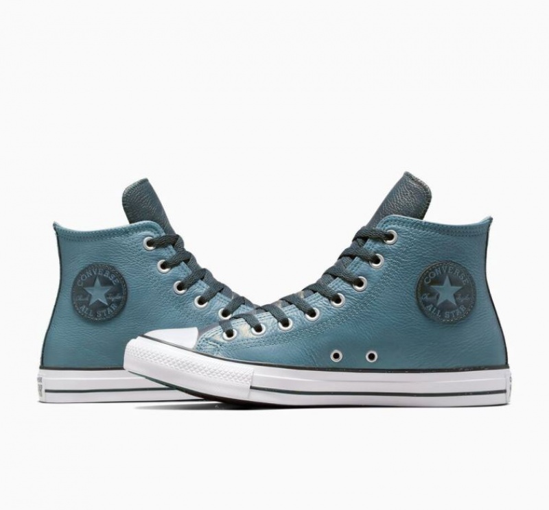 Férfi Converse Chuck Taylor All Star Leather Magasszárú Tornacipő Kék | HUNGARY WYV2AJ