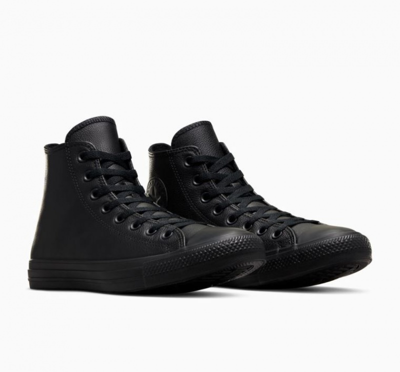 Férfi Converse Chuck Taylor All Star Leather Magasszárú Tornacipő Fekete | HUNGARY LDO6BT