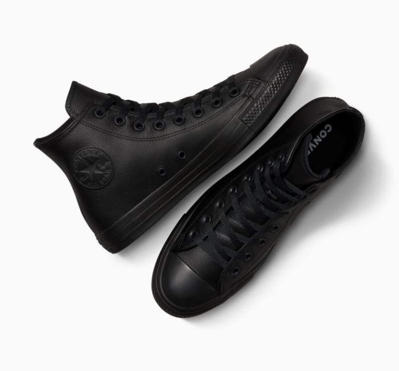 Férfi Converse Chuck Taylor All Star Leather Magasszárú Tornacipő Fekete | HUNGARY LDO6BT