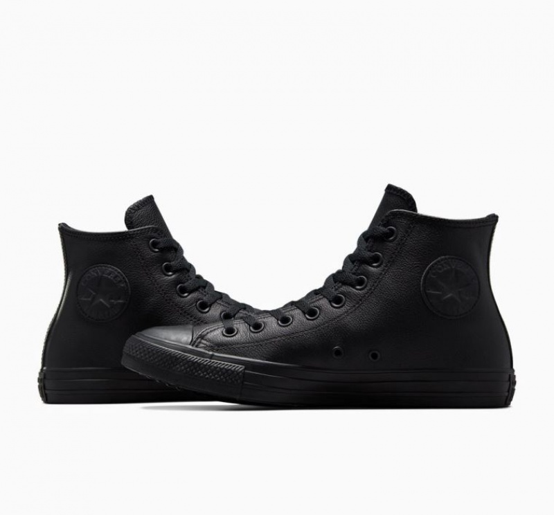 Férfi Converse Chuck Taylor All Star Leather Magasszárú Tornacipő Fekete | HUNGARY LDO6BT