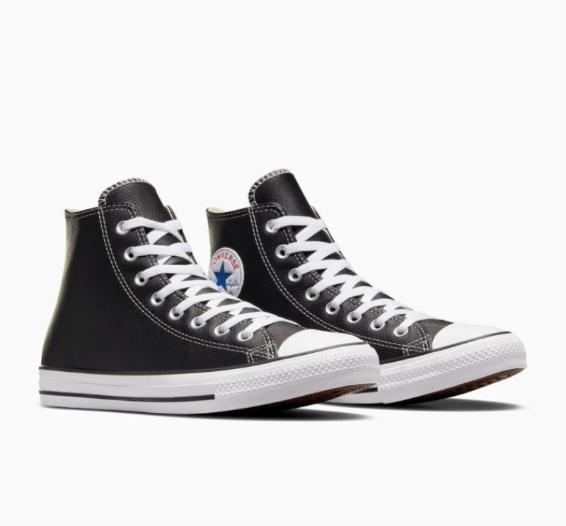 Férfi Converse Chuck Taylor All Star Leather Magasszárú Tornacipő Fekete | HUNGARY NPM0HE