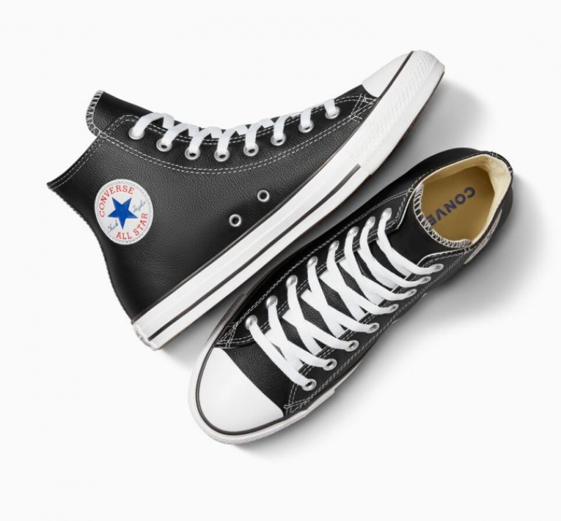 Férfi Converse Chuck Taylor All Star Leather Magasszárú Tornacipő Fekete | HUNGARY NPM0HE