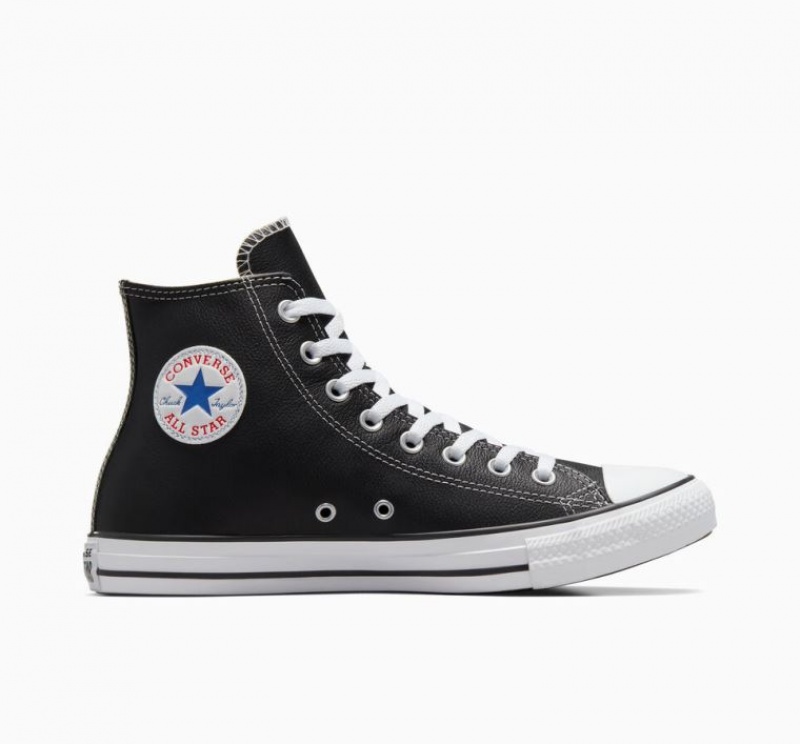 Férfi Converse Chuck Taylor All Star Leather Magasszárú Tornacipő Fekete | HUNGARY NPM0HE