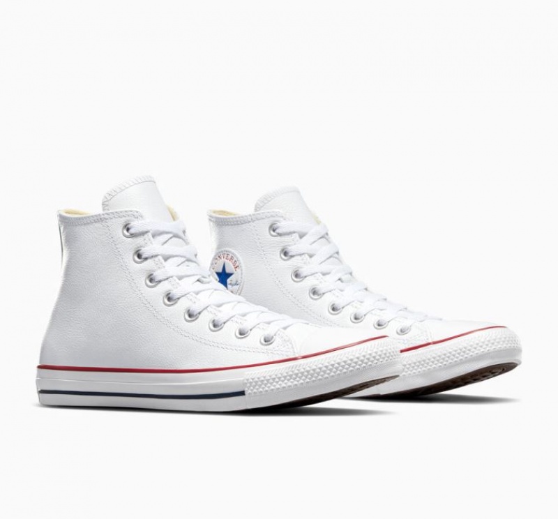 Férfi Converse Chuck Taylor All Star Leather Magasszárú Tornacipő Fehér | HUNGARY CNA7VQ