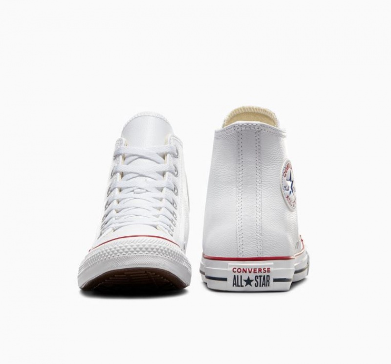 Férfi Converse Chuck Taylor All Star Leather Magasszárú Tornacipő Fehér | HUNGARY CNA7VQ