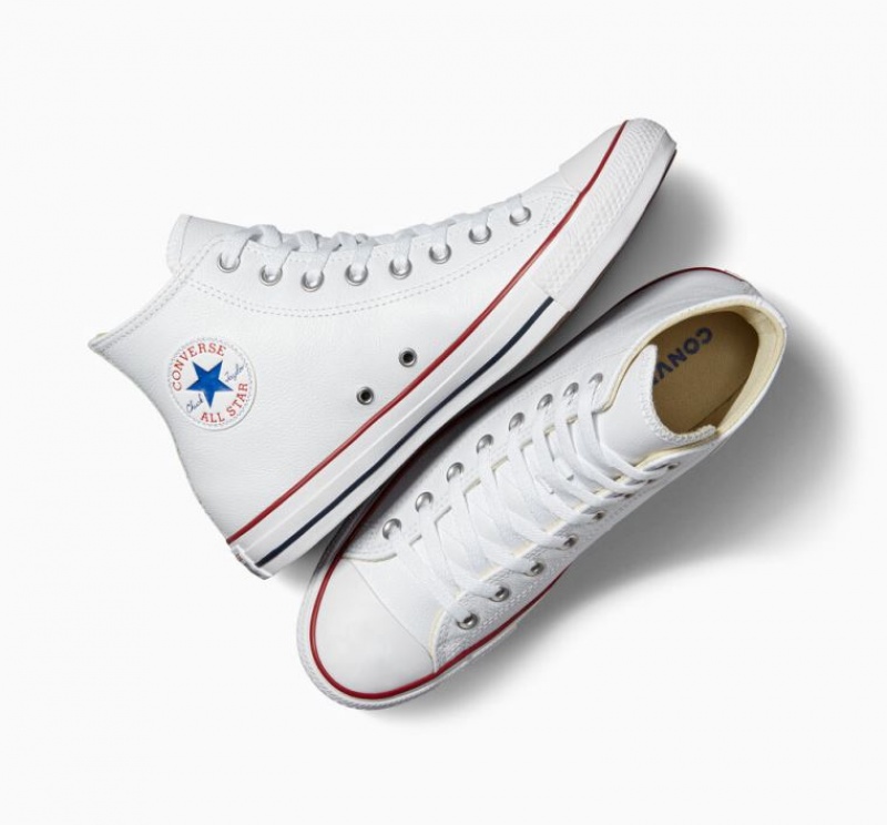 Férfi Converse Chuck Taylor All Star Leather Magasszárú Tornacipő Fehér | HUNGARY CNA7VQ