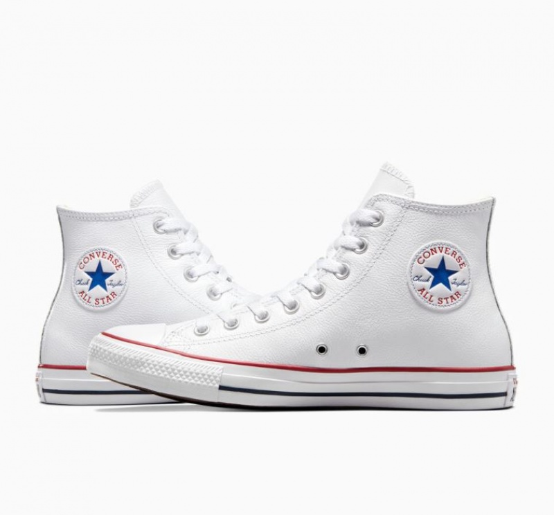 Férfi Converse Chuck Taylor All Star Leather Magasszárú Tornacipő Fehér | HUNGARY CNA7VQ