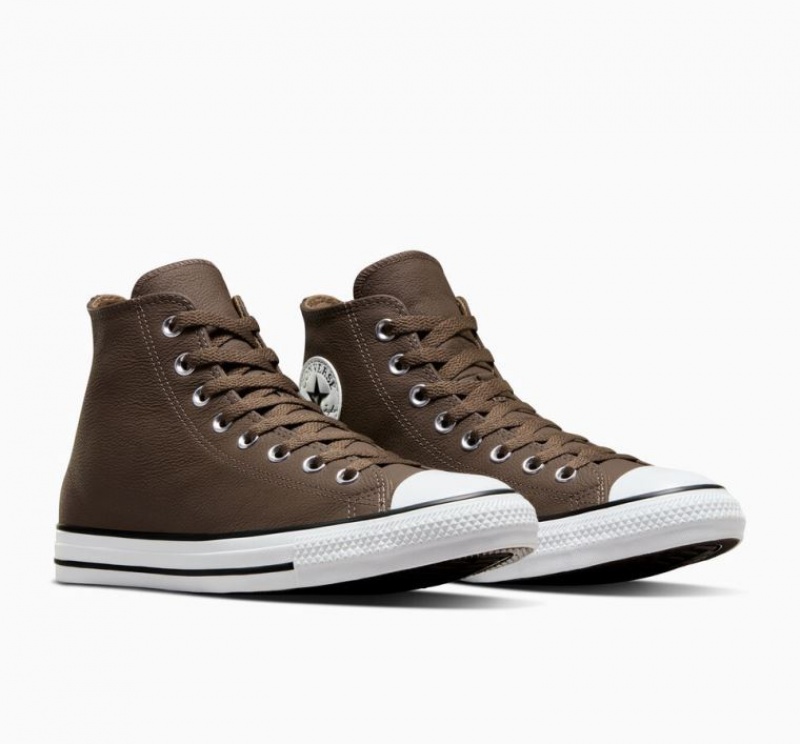 Férfi Converse Chuck Taylor All Star Leather Magasszárú Tornacipő Csokoládé | HUNGARY ZVY8CT