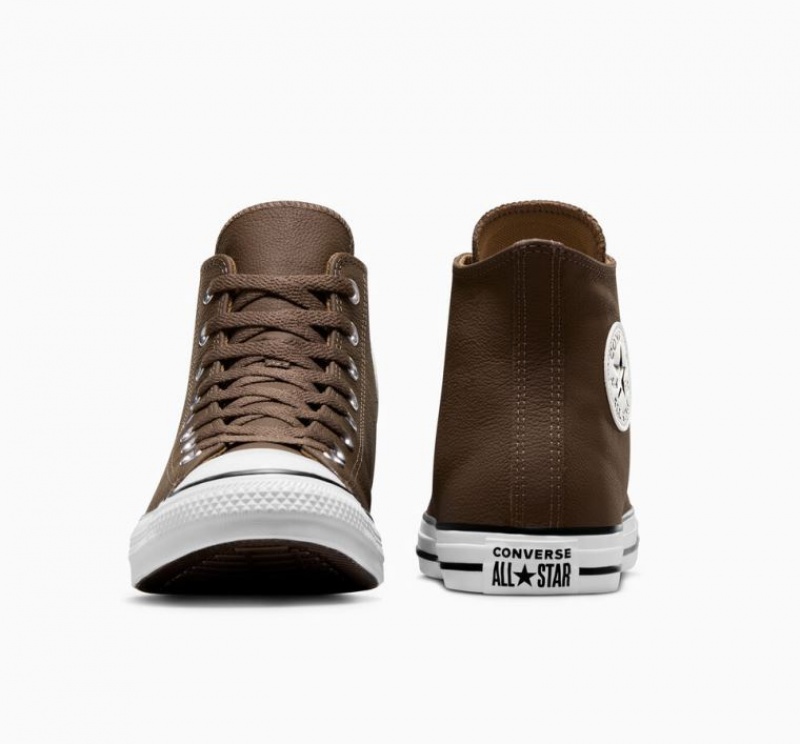 Férfi Converse Chuck Taylor All Star Leather Magasszárú Tornacipő Csokoládé | HUNGARY ZVY8CT