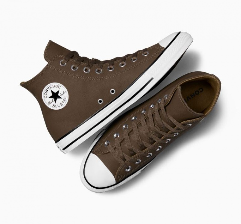 Férfi Converse Chuck Taylor All Star Leather Magasszárú Tornacipő Csokoládé | HUNGARY ZVY8CT