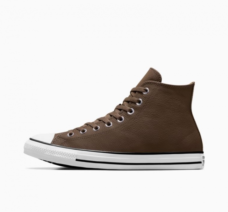 Férfi Converse Chuck Taylor All Star Leather Magasszárú Tornacipő Csokoládé | HUNGARY ZVY8CT