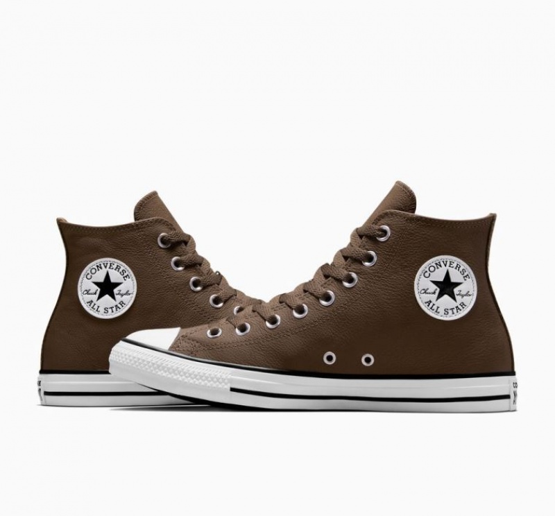 Férfi Converse Chuck Taylor All Star Leather Magasszárú Tornacipő Csokoládé | HUNGARY ZVY8CT