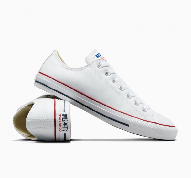 Férfi Converse Chuck Taylor All Star Leather Rövidszárú Tornacipő Fehér | HUNGARY KBF8VR