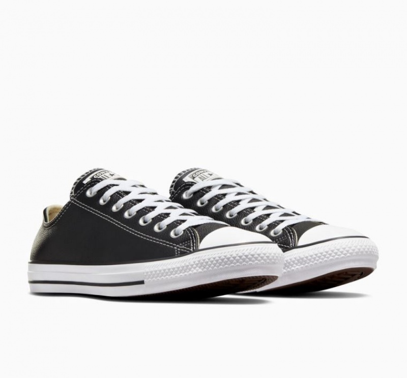 Férfi Converse Chuck Taylor All Star Leather Rövidszárú Tornacipő Fekete | HUNGARY YOW4HX