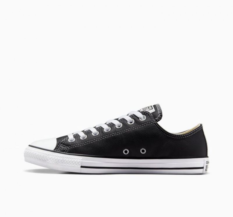 Férfi Converse Chuck Taylor All Star Leather Rövidszárú Tornacipő Fekete | HUNGARY YOW4HX