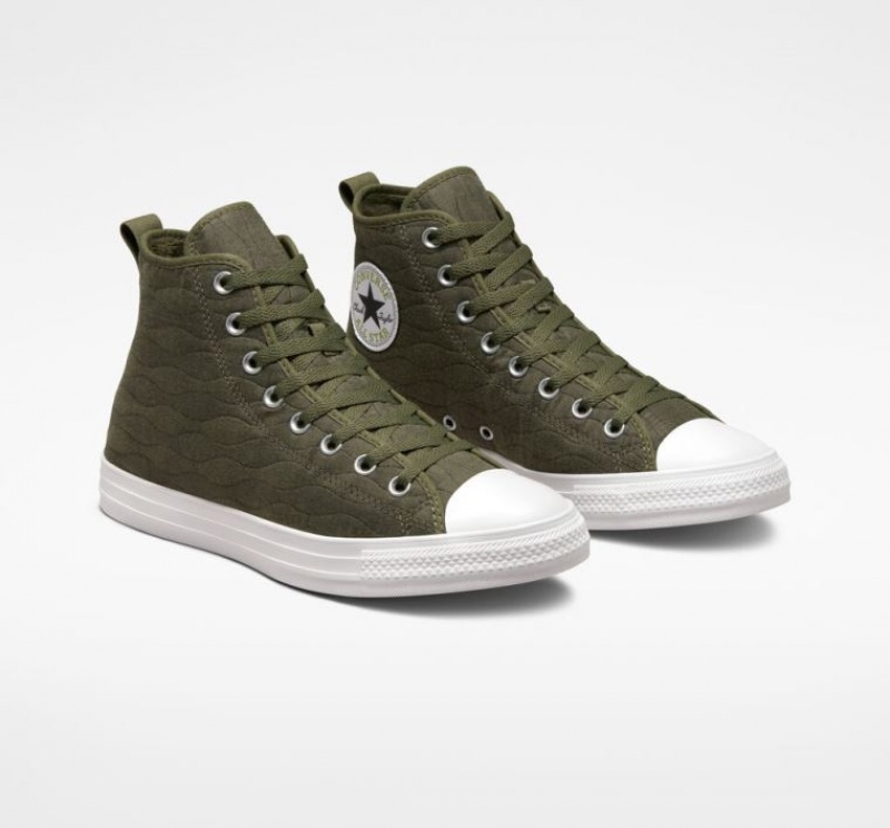 Férfi Converse Chuck Taylor All Star Quilted Magasszárú Tornacipő Sötétzöld | HUNGARY DRJ4WO