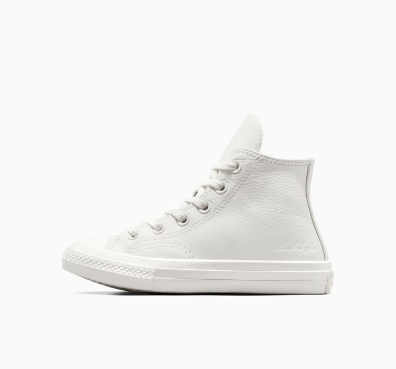 Gyerek Converse Chuck 70 Leather Magasszárú Tornacipő Fehér | HUNGARY YWB7ZJ