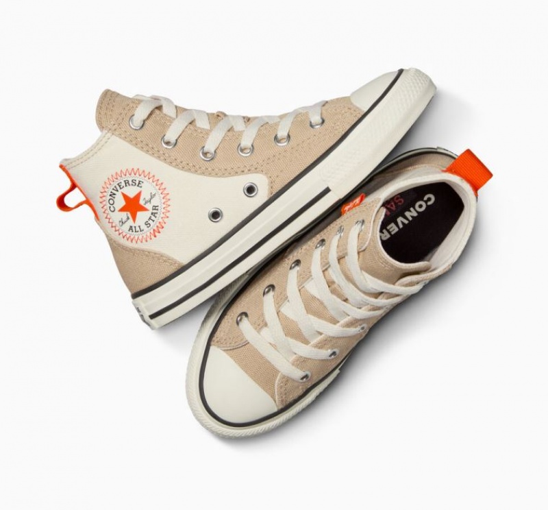 Gyerek Converse Chuck Taylor All Star Canvas Overlay Magasszárú Tornacipő Bézs | HUNGARY ZVC8JK