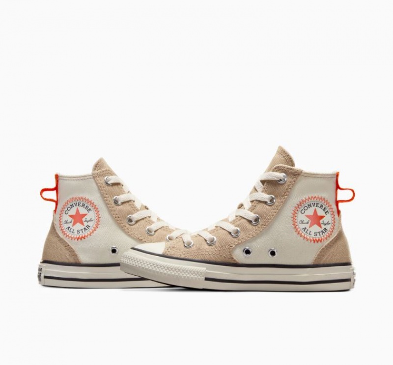 Gyerek Converse Chuck Taylor All Star Canvas Overlay Magasszárú Tornacipő Bézs | HUNGARY ZVC8JK