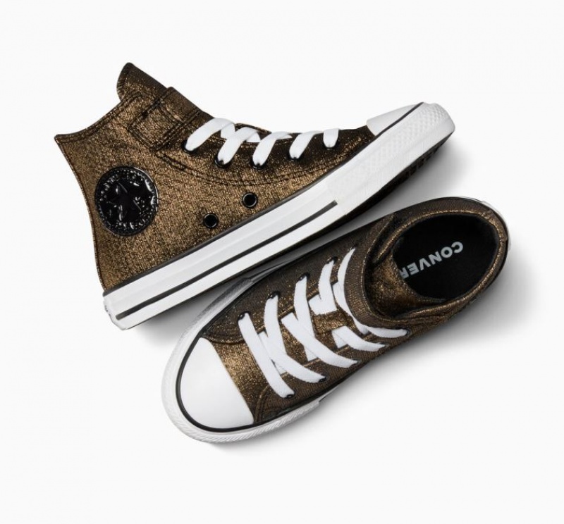 Gyerek Converse Chuck Taylor All Star Easy On Sparkle Magasszárú Tornacipő Arany | HUNGARY SMG2EF