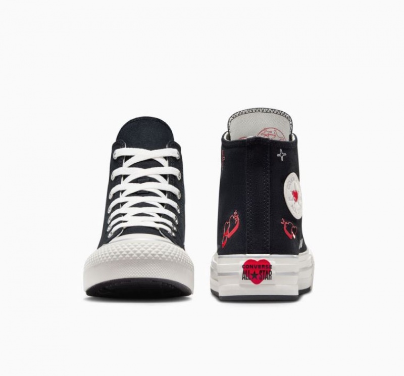 Gyerek Converse Chuck Taylor All Star Eva Lift Y2K Heart Platform Cipő Fekete | HUNGARY RMV2ON