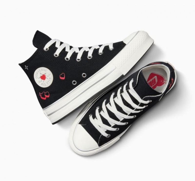 Gyerek Converse Chuck Taylor All Star Eva Lift Y2K Heart Platform Cipő Fekete | HUNGARY RMV2ON