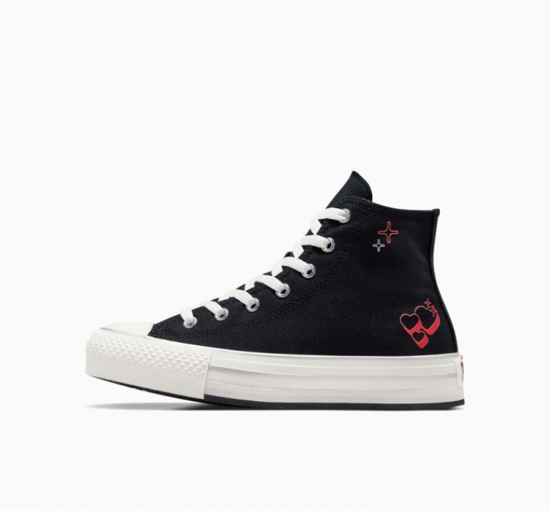 Gyerek Converse Chuck Taylor All Star Eva Lift Y2K Heart Platform Cipő Fekete | HUNGARY RMV2ON