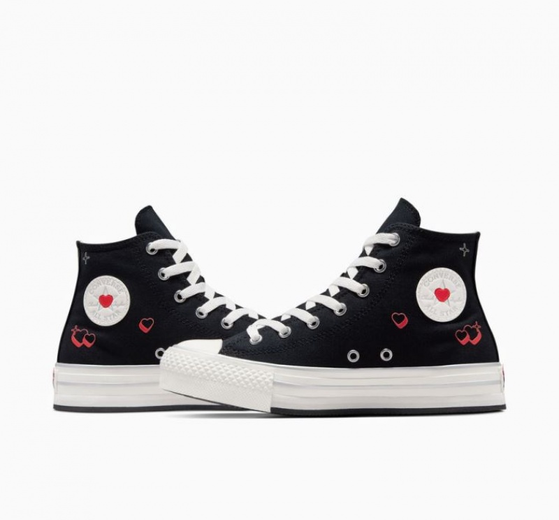 Gyerek Converse Chuck Taylor All Star Eva Lift Y2K Heart Platform Cipő Fekete | HUNGARY RMV2ON