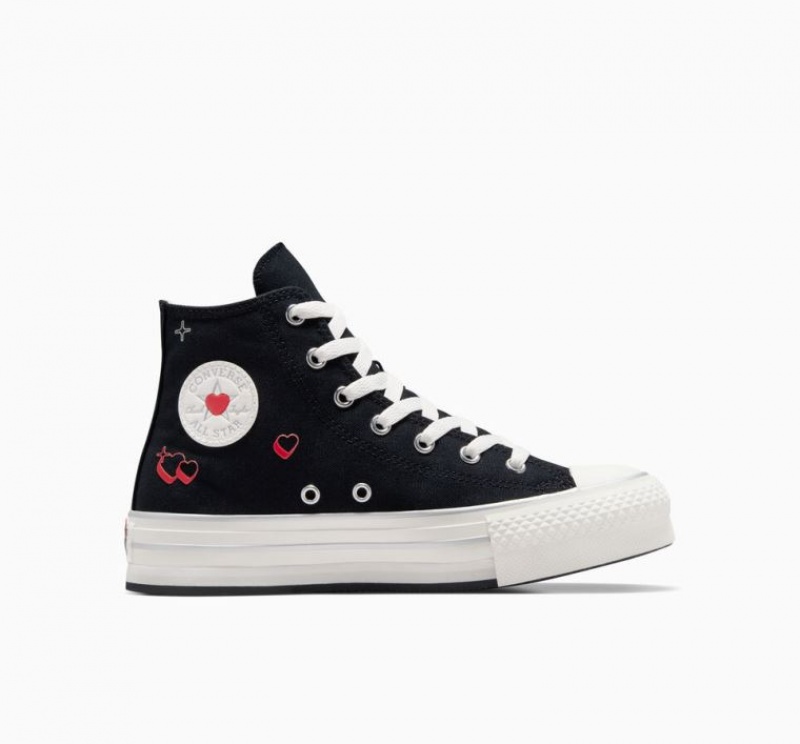 Gyerek Converse Chuck Taylor All Star Eva Lift Y2K Heart Platform Cipő Fekete | HUNGARY RMV2ON