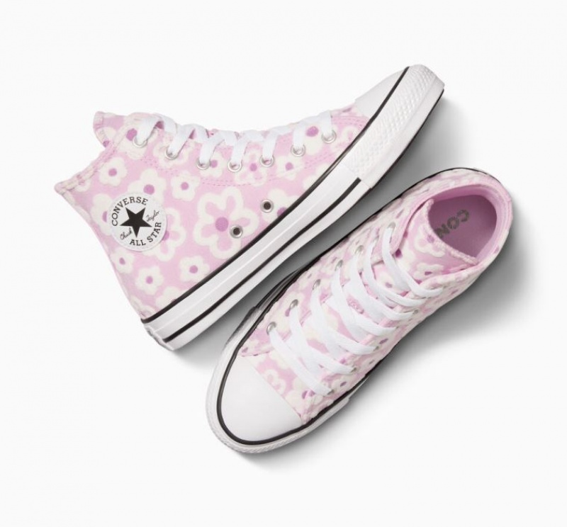 Gyerek Converse Chuck Taylor All Star Floral Embroidery Magasszárú Tornacipő Levendula | HUNGARY LSW6NJ