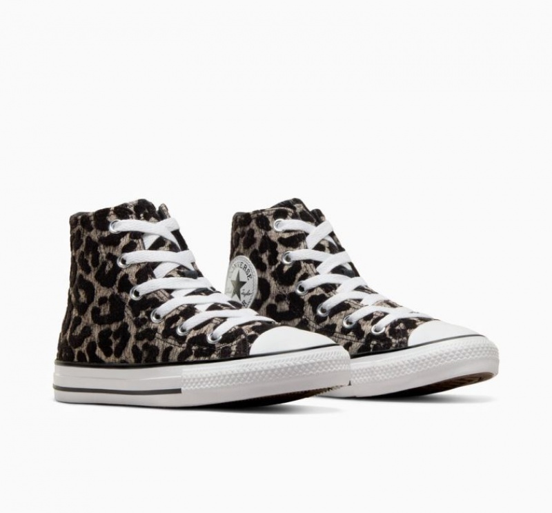 Gyerek Converse Chuck Taylor All Star Leopard Magasszárú Tornacipő Fekete | HUNGARY TRS8DH