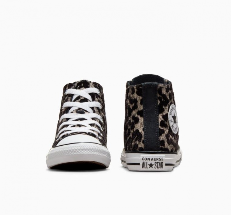 Gyerek Converse Chuck Taylor All Star Leopard Magasszárú Tornacipő Fekete | HUNGARY TRS8DH