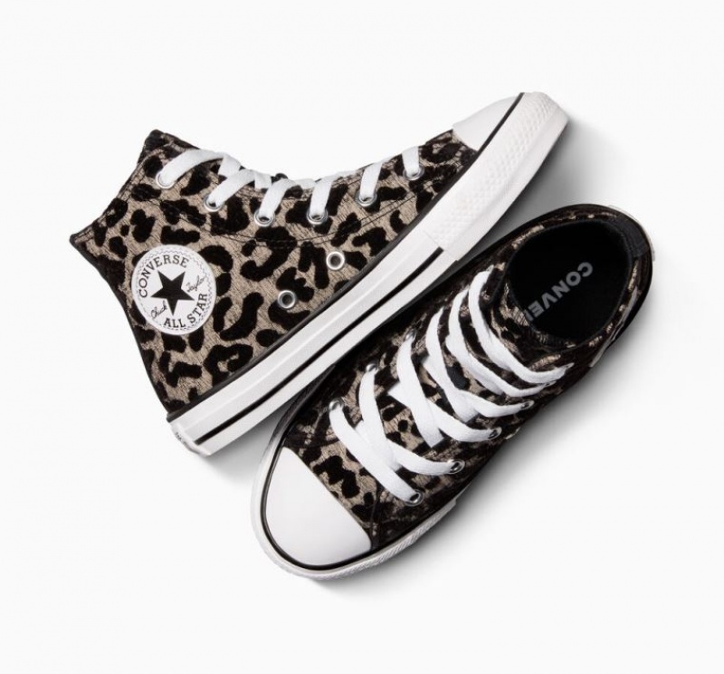 Gyerek Converse Chuck Taylor All Star Leopard Magasszárú Tornacipő Fekete | HUNGARY TRS8DH