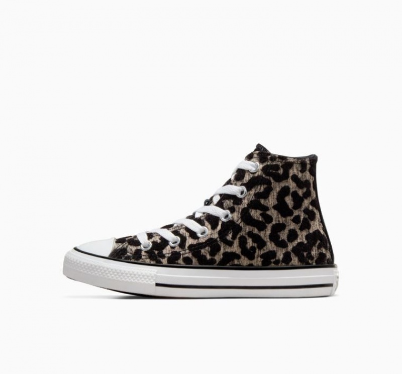 Gyerek Converse Chuck Taylor All Star Leopard Magasszárú Tornacipő Fekete | HUNGARY TRS8DH