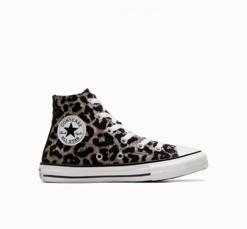 Gyerek Converse Chuck Taylor All Star Leopard Magasszárú Tornacipő Fekete | HUNGARY TRS8DH