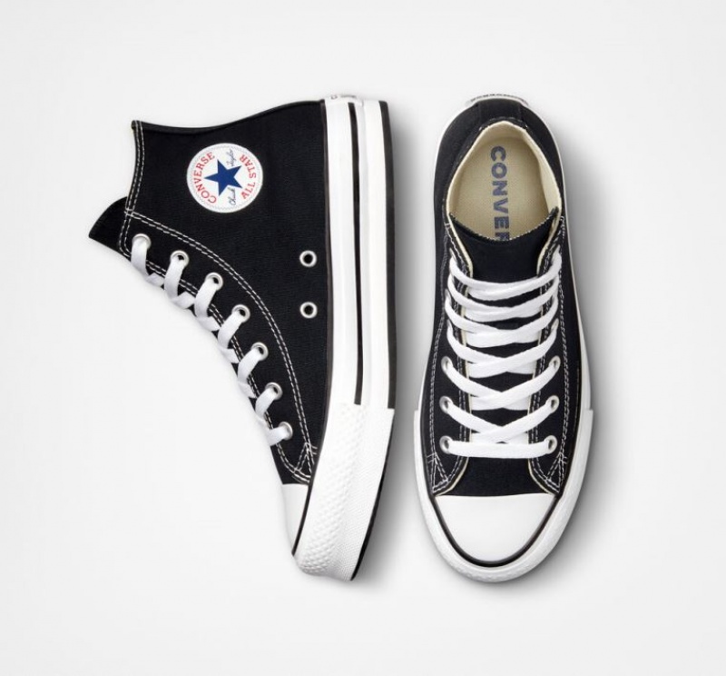 Gyerek Converse Chuck Taylor All Star Lift Platform Cipő Fekete | HUNGARY TWI9BG