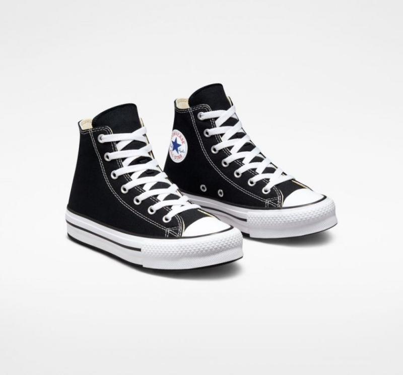 Gyerek Converse Chuck Taylor All Star Lift Platform Cipő Fekete | HUNGARY TWI9BG