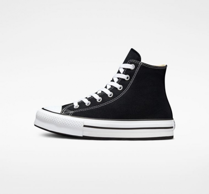 Gyerek Converse Chuck Taylor All Star Lift Platform Cipő Fekete | HUNGARY TWI9BG