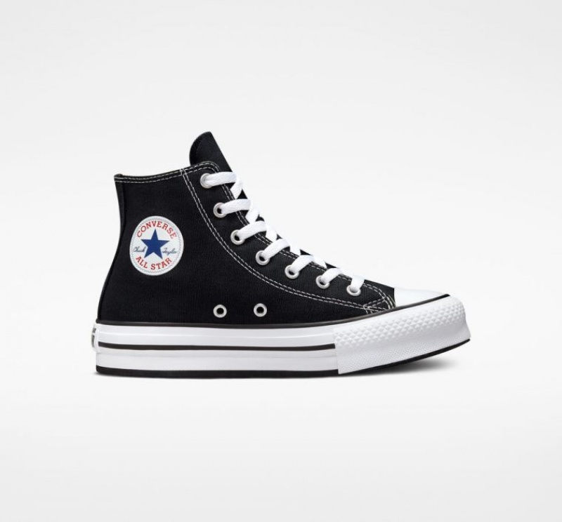 Gyerek Converse Chuck Taylor All Star Lift Platform Cipő Fekete | HUNGARY TWI9BG