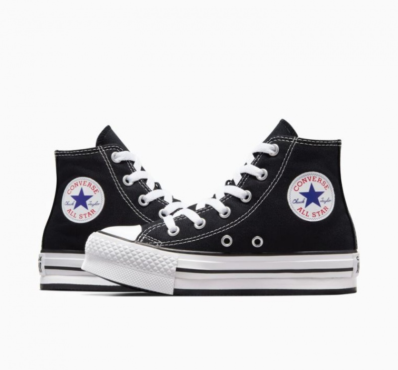 Gyerek Converse Chuck Taylor All Star Lift Platform Cipő Fekete | HUNGARY TSG6XY