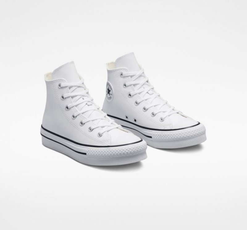 Gyerek Converse Chuck Taylor All Star Lift Leather Platform Cipő Fehér | HUNGARY TJC3QD