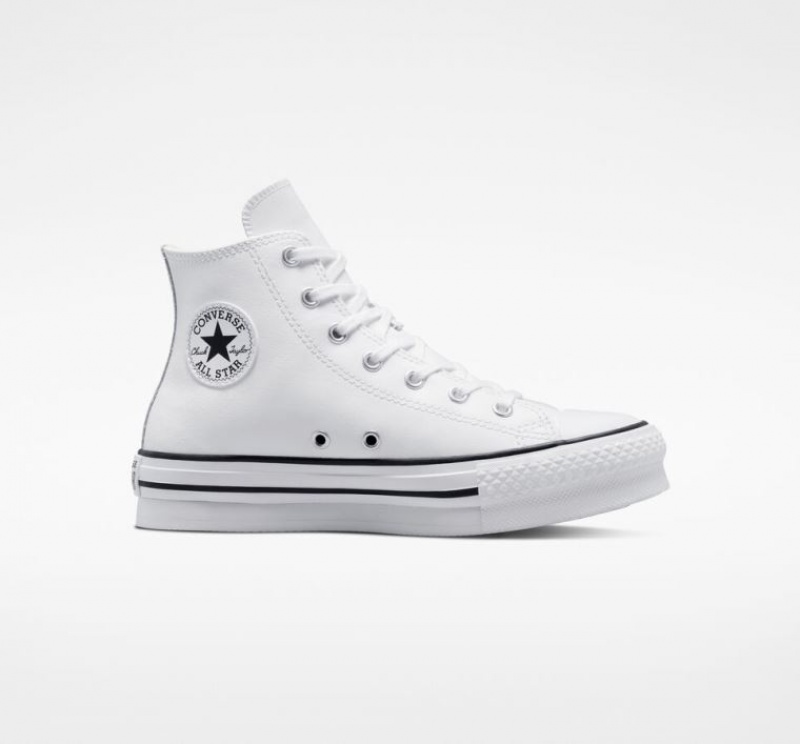 Gyerek Converse Chuck Taylor All Star Lift Leather Platform Cipő Fehér | HUNGARY TJC3QD