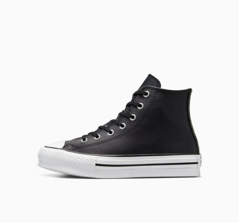 Gyerek Converse Chuck Taylor All Star Lift Leather Platform Cipő Fekete | HUNGARY ATJ9NV